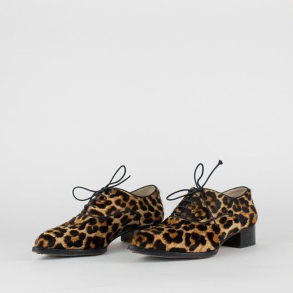 Christian Louboutin Pony Hair Leopard Print Oxfords - Picture 2 of 6